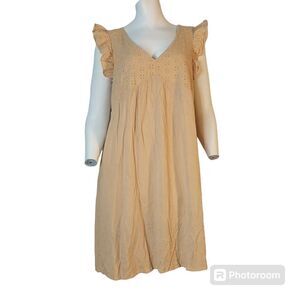Women's Cream Ruffle Sleeve Dress